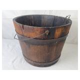 Antique Rustic Wood and Iron Bucket