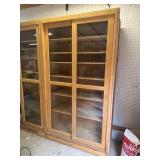 Oak Sliding Glass Door Display Cabinet