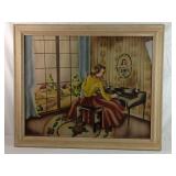 Vintage Piano Player Reverse Glass Art