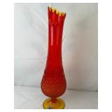 Fenton Amberina Hobnail Swung Pedestal Vase 17.5"