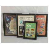 Framed Vintage Stamp Collectibles
