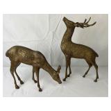 Vintage Brass Deer Figurines, Pair