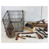 Vintage Hand Tools and Pulley Lot