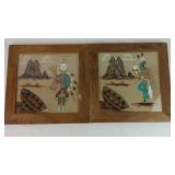 Pair Native American Sand Paintings