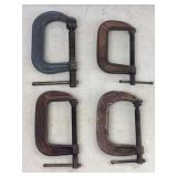 Lot of 4 Vintage C-Clamps