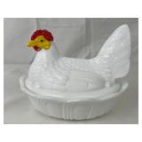 Vintage Fenton Milk Glass Hen on Nest