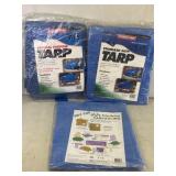 Lot of 3 Blue Polyethylene Tarps