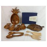 Vintage Kala-Wood Pineapple Serving Set