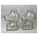 Two Vintage Snoopy Glass Coin Banks
