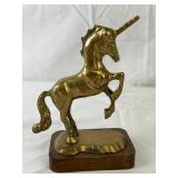 Vintage Brass Rearing Unicorn Figurine