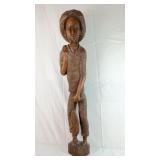 Large Carved Wood Fisherman Statue