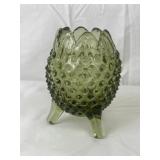 Fenton Colonial Green Hobnail 3-Footed Egg Vase