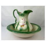 Vintage Goose Wash Basin & Pitcher