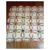 Vintage Double Wedding Ring Quilt 77x77