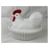 Westmoreland Milk Glass Rooster on Nest