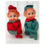 Pair Vintage Christmas Felt Knee Hugger Elves