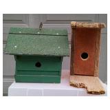 Two Vintage Wooden Birdhouses