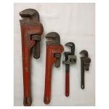 Set of 4 Vintage RIDGID Pipe Wrenches