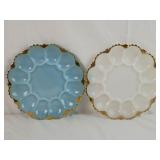 Two Vintage Milk Glass Egg Plates
