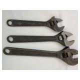Set of 3 Vintage Adjustable Wrenches
