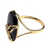 10K GOLD size 6.5 Onyx & Diamond RING 3.19 grams