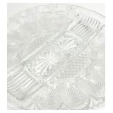 Vintage Clear Glass Deviled Egg Table Platter Dish