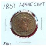 1851 Coronet Head Large Cent Coin #2