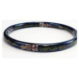 Vintage Chinese Cloisonne Floral Bangle Bracelet