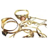 14K GOLD Filled, Plate Jewelry 9pc Necklace, Rings