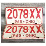 1965 OHIO Green Front & Back License Plate Set