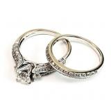 14K GOLD 6.1 grams size 8 Diamond Wedding RING Set