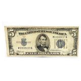 1934C $5 Silver Certificate Dollar Bill