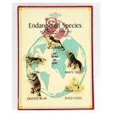 5) Endangered Species Gold Tone Pins on Card