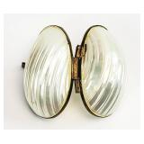 Vintage Sea Shell & Brass Hinged Trinket Pill Box