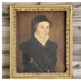 Antique Framed Oil / Board Woman Portrait Painting