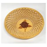 Vintage Romanian Wood Lace Inlayed Bowl