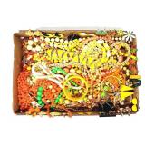 Vtg. Estate Costume Jewelry 50+pc ORANGE & YELLOW