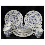 22pc Staffordshire Blue Lily Dishes