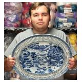 Gumps Chinese Blue Willow Stoneware Platter