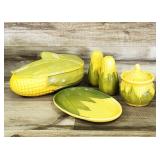 5pc Vtg. SHAWNEE Pottery Corn Cob Table Set