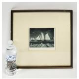 Vtg. Jo Masa Moonlight Sailing Framed