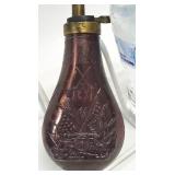 Copper tone Brass Metal Gun Powder Flask