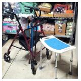 5pc Elderly Mobility Walker Canes, Shower Seat