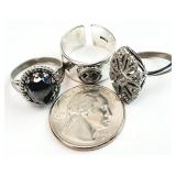 3) 2 Sterling Silver, 1 unmarked Women
