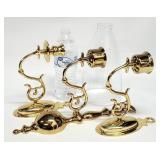3pc Polished Brass Candle Stick Wall Sconces