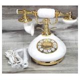 White Porcelain Push Button Landline Telephone