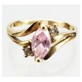 10K GOLD Pink Marquise Stone RING 1.76 grams