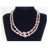 12" Pink Glass Beaded Choker Necklace