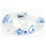 24" Blue, Clear Glass Ball Beaded Necklace