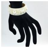 Vtg. Hand Carved Floral Celluloid Hinged Bracelet